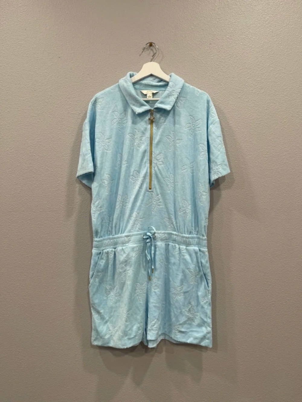 NWOT Lilly Pulitzer Katerini Light Blue Terry Starfish Romper